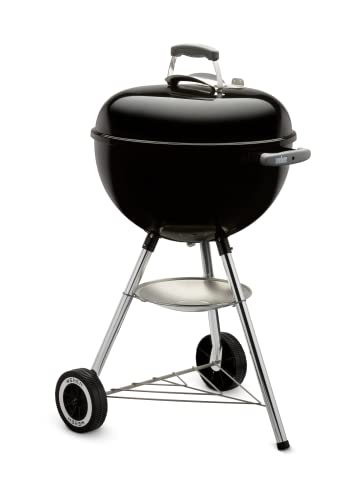 Weber Compact Kettle Barbacoa de carbón, superficie de la parrilla de Ø 47 cm, barbacoa con tapa y cuba esmaltadas en porcelana, soporte de tres patas y ruedas, rejilla cromada - Negro (1221004)
