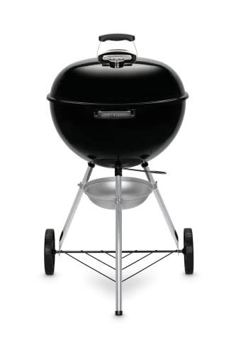 Weber Original Kettle Barbacoa de carbón, superficie de la parrilla de Ø 57 cm, barbacoa con tapa y cuba esmaltadas en porcelana, termómetro en tapa, sistema de limpieza One-Touch - Negro (14101004)