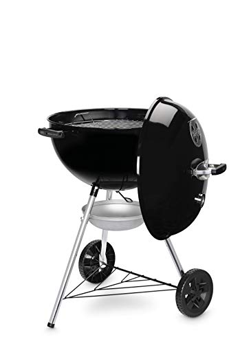 Weber Original Kettle Barbacoa de carbón, superficie de la parrilla de Ø 57 cm, barbacoa con tapa y cuba esmaltadas en porcelana, termómetro en tapa, sistema de limpieza One-Touch - Negro (14101004)