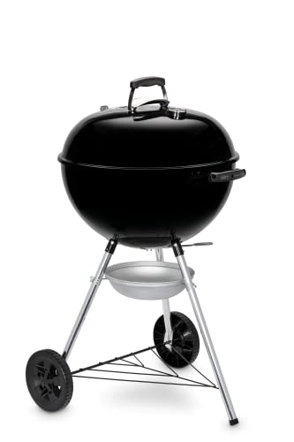 Weber Original Kettle Barbacoa de carbón, superficie de la parrilla de Ø 57 cm, barbacoa con tapa y cuba esmaltadas en porcelana, termómetro en tapa, sistema de limpieza One-Touch - Negro (14101004)