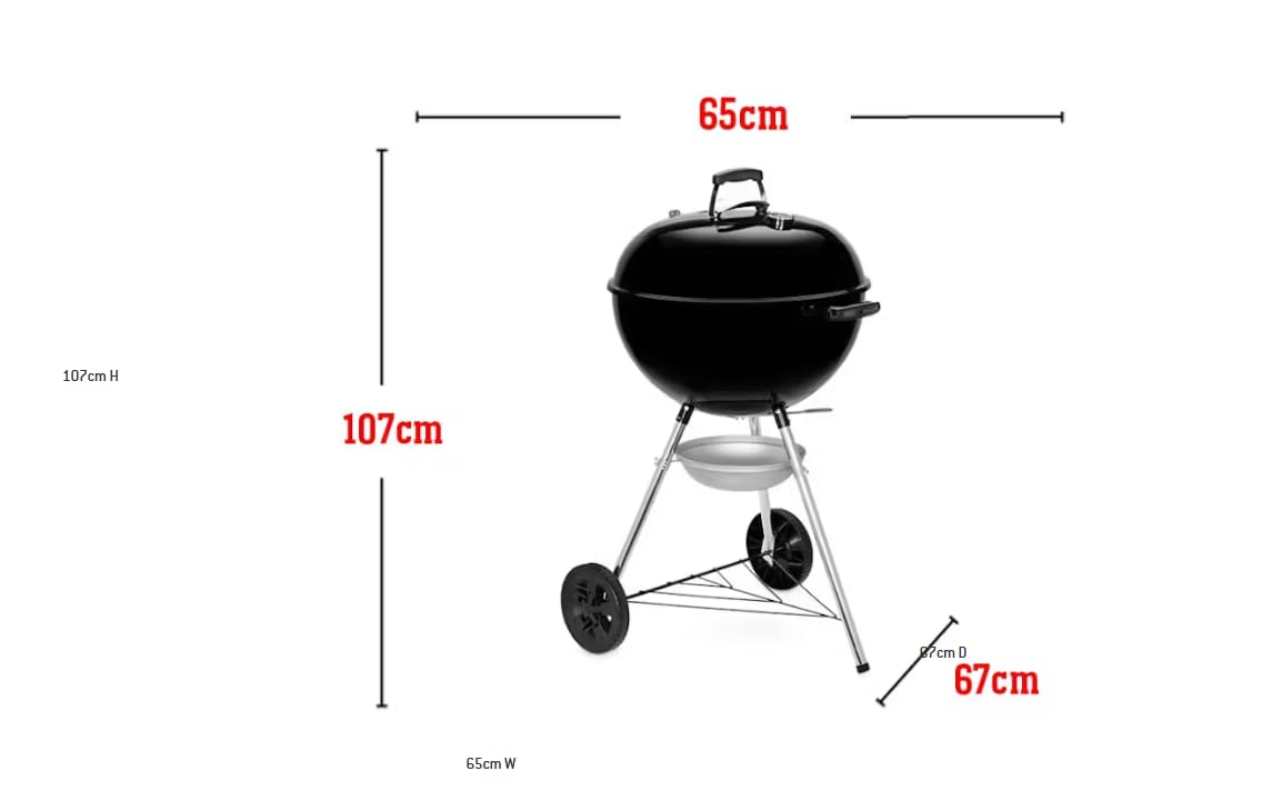 Weber Original Kettle Barbacoa de carbón, superficie de la parrilla de Ø 57 cm, barbacoa con tapa y cuba esmaltadas en porcelana, termómetro en tapa, sistema de limpieza One-Touch - Negro (14101004)