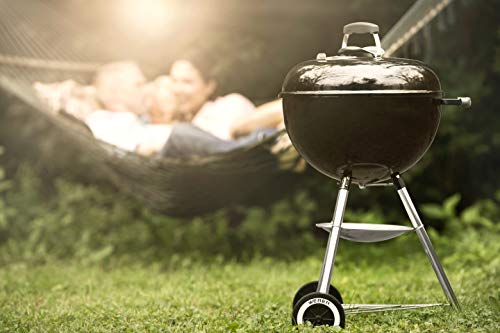 Weber Original Kettle Barbacoa de carbón, superficie de la parrilla de Ø 57 cm, barbacoa con tapa y cuba esmaltadas en porcelana, termómetro en tapa, sistema de limpieza One-Touch - Negro (14101004)