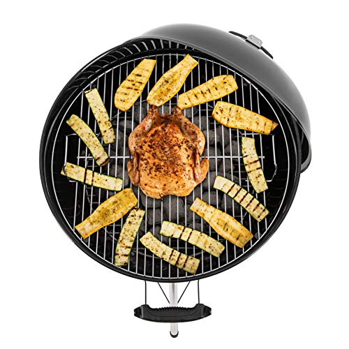 Weber Original Kettle Barbacoa de carbón, superficie de la parrilla de Ø 57 cm, barbacoa con tapa y cuba esmaltadas en porcelana, termómetro en tapa, sistema de limpieza One-Touch - Negro (14101004)