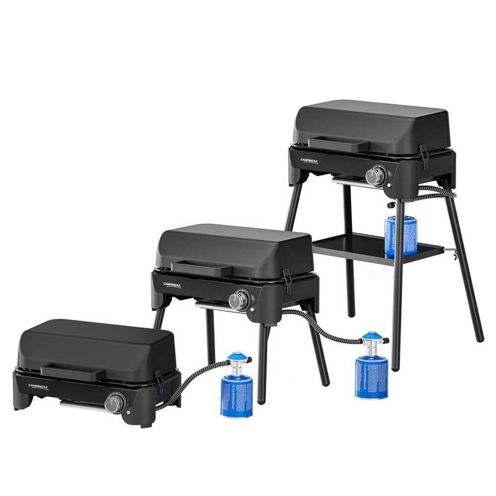 Campingaz Barbacoa de gas Tour & Grill CV Plus | Se puede usar como barbacoa de mesa o de pie | Barbacoa portátil con tapa y patas desmontables | Para acampada, balcón y terraza | 2400 W