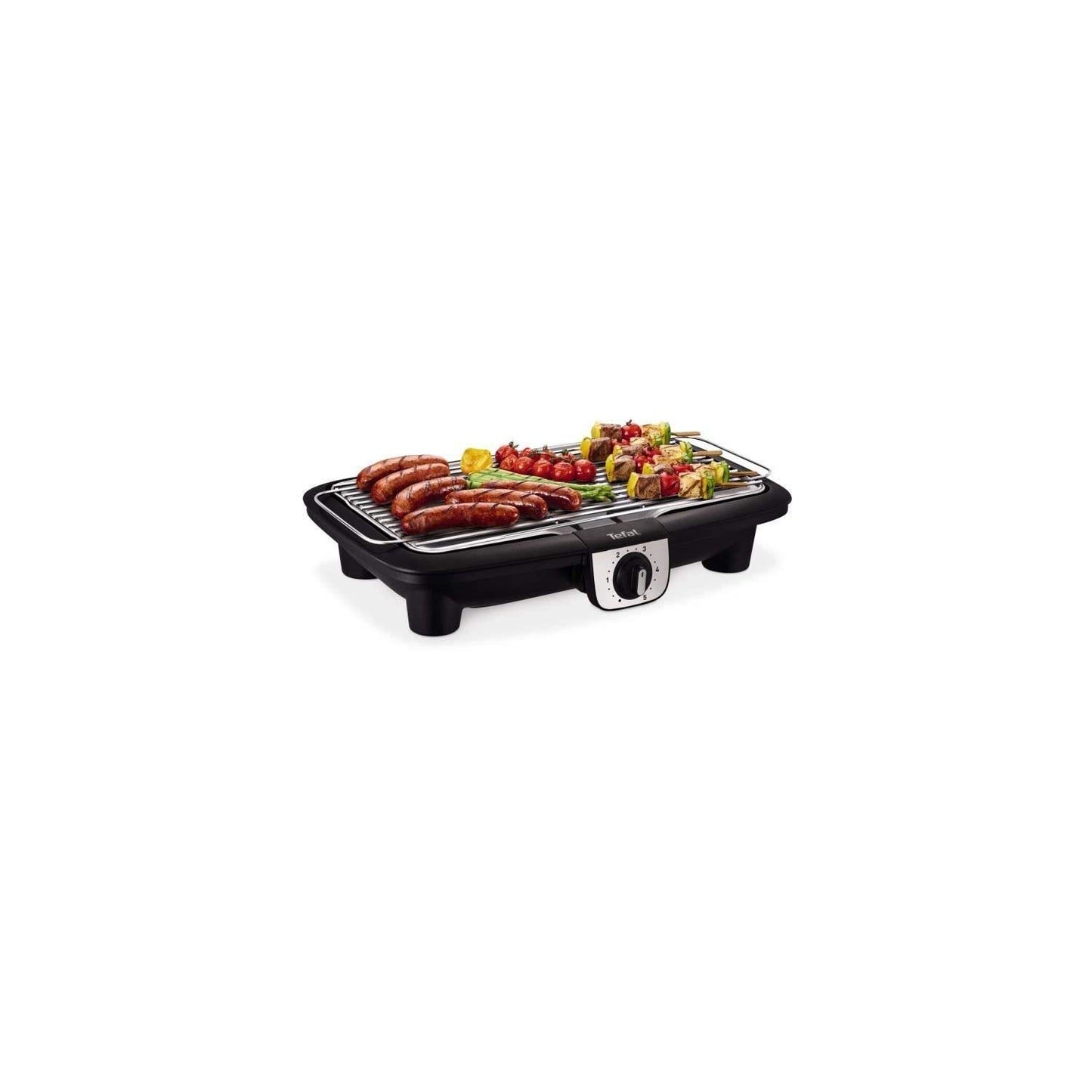 Tefal EasyGrill XXL Barbacoa eléctrica con pies, amplia superficie de cocción, 2500 W, termostato ajustable, cocina simultánea, uso interior y exterior, cortavientos BG921812