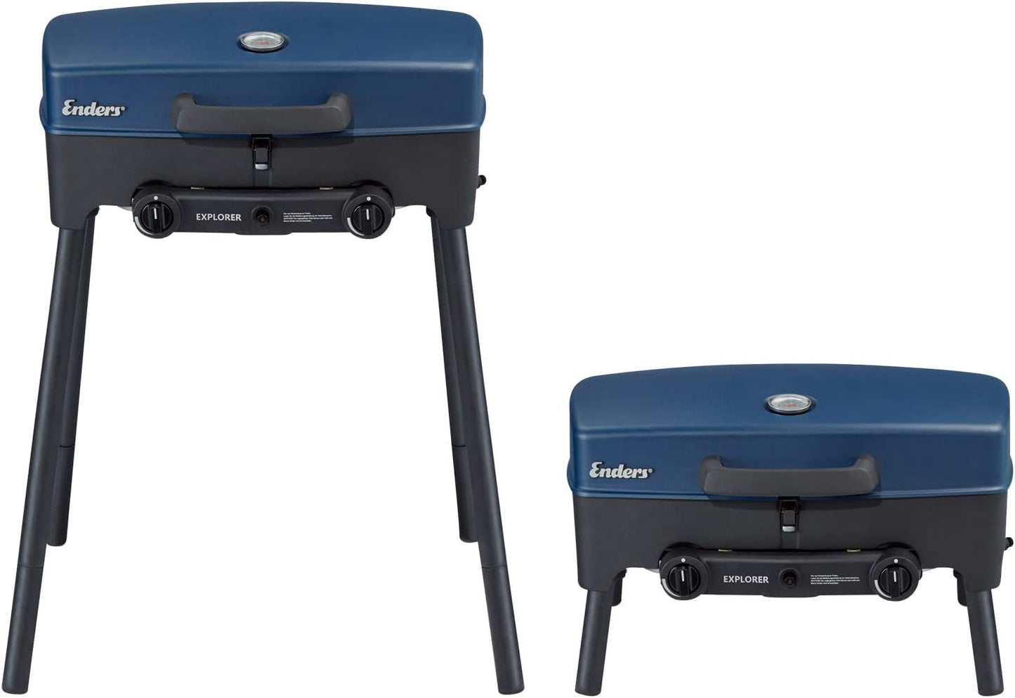 Enders Explorer Next Barbacoa gas para camping - Barbacoa de gas portátil para asar, cocinar y hornear - Barbacoa pequeña para balcón, jardín y terraza con 2 quemadores #210333