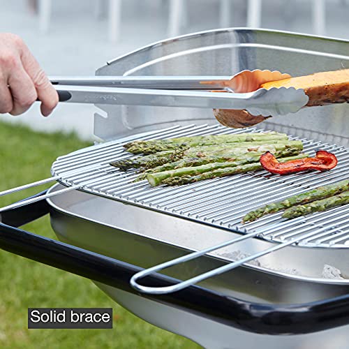 Barbecook Loewy 55 SST Barbacoa de Carbon, parilla Barbacoa con Altura Regulable de 3 Niveles, con cenicero y Parabrisas, en Acero Inoxidable, 56x34x100cm