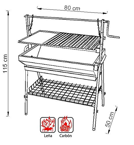 Imex El Zorro - Barbacoa con Parrilla y Plancha 80x50x115 cm | Barbacoa de Carbón para Exterior | Barbacoa Grande para Jardín | Acero Fundido | Cocina Tradicional al Aire Libre