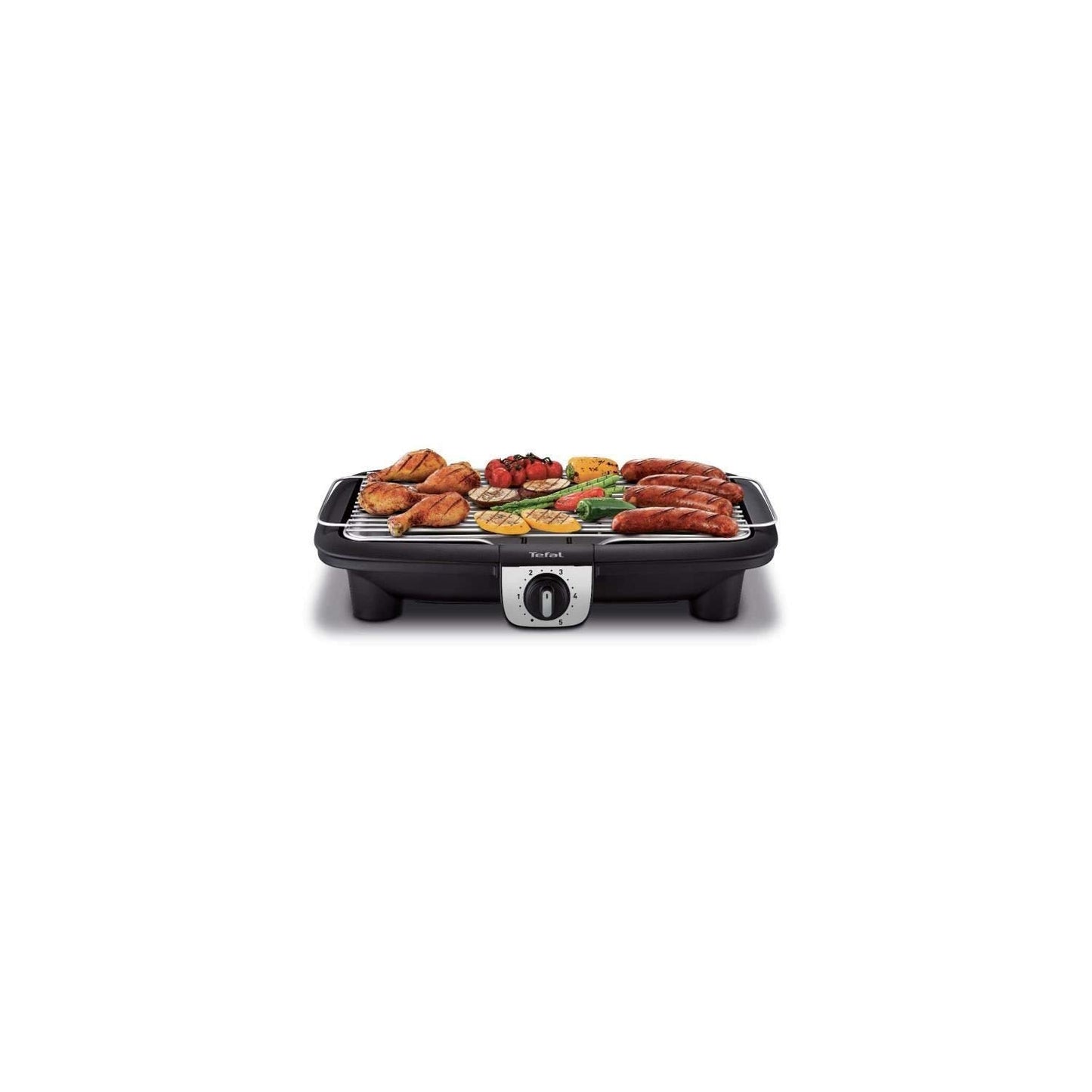 Tefal EasyGrill XXL Barbacoa eléctrica con pies, amplia superficie de cocción, 2500 W, termostato ajustable, cocina simultánea, uso interior y exterior, cortavientos BG921812