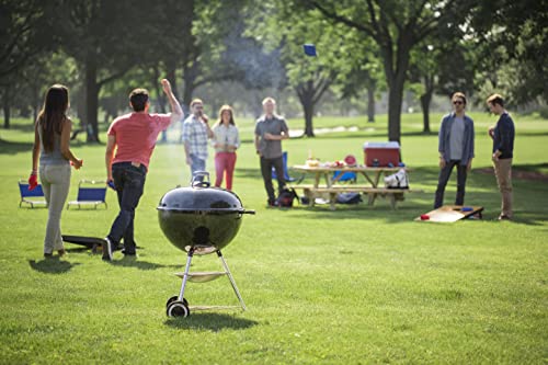 Weber Original Kettle Barbacoa de carbón, superficie de la parrilla de Ø 57 cm, barbacoa con tapa y cuba esmaltadas en porcelana, termómetro en tapa, sistema de limpieza One-Touch - Negro (14101004)