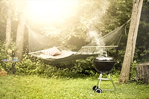 Weber Original Kettle Barbacoa de carbón, superficie de la parrilla de Ø 57 cm, barbacoa con tapa y cuba esmaltadas en porcelana, termómetro en tapa, sistema de limpieza One-Touch - Negro (14101004)