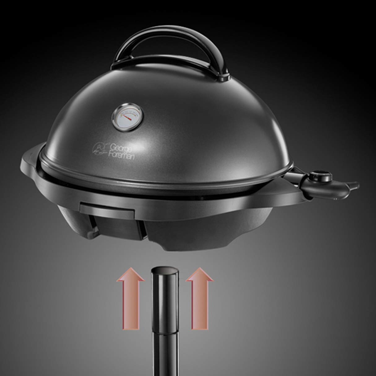 George Foreman Grill - Parrilla Eléctrica, Barbacoa Interior y Exterior, 15 Raciones, Bandeja de Goteo Extraíble, Revestimiento Antiadherente, Incluye Tapa, 2400 W, 5 Temperaturas, Negro - 22460-56
