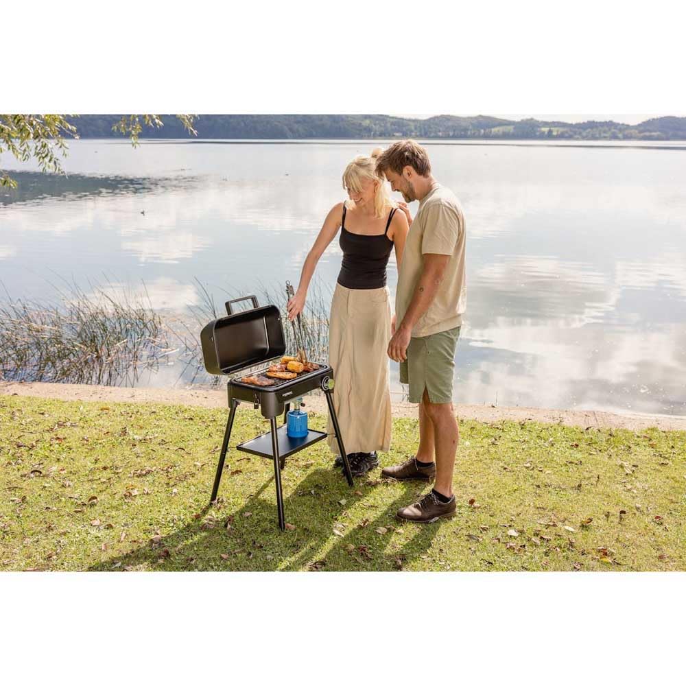 Campingaz Barbacoa de gas Tour & Grill CV Plus | Se puede usar como barbacoa de mesa o de pie | Barbacoa portátil con tapa y patas desmontables | Para acampada, balcón y terraza | 2400 W