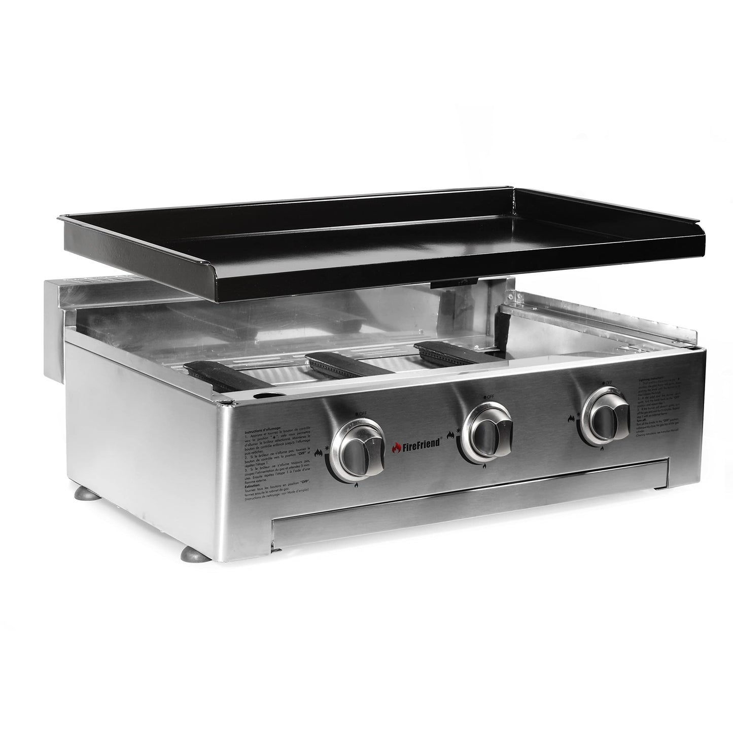 FireFriend BQ-6395 Parrilla de Gas, Tres quemadores, Acero Inoxidable, Negro, 56.5 x 28 x 78 cm