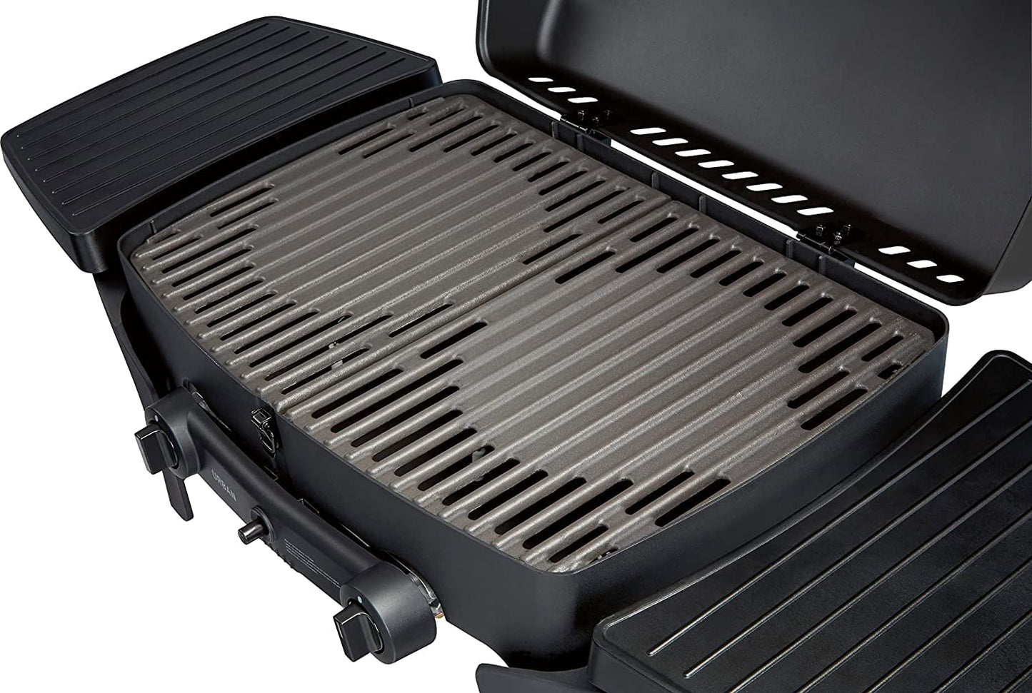 Enders Urban Barbacoa de gas portátil, barbacoa de sobremesa, Parrilla Gas 2 Quemadores con Tapa, Termómetro y Estantes Laterales Abatibles, BBQ Gas para camping jardín exterior, 30 mbar #209533