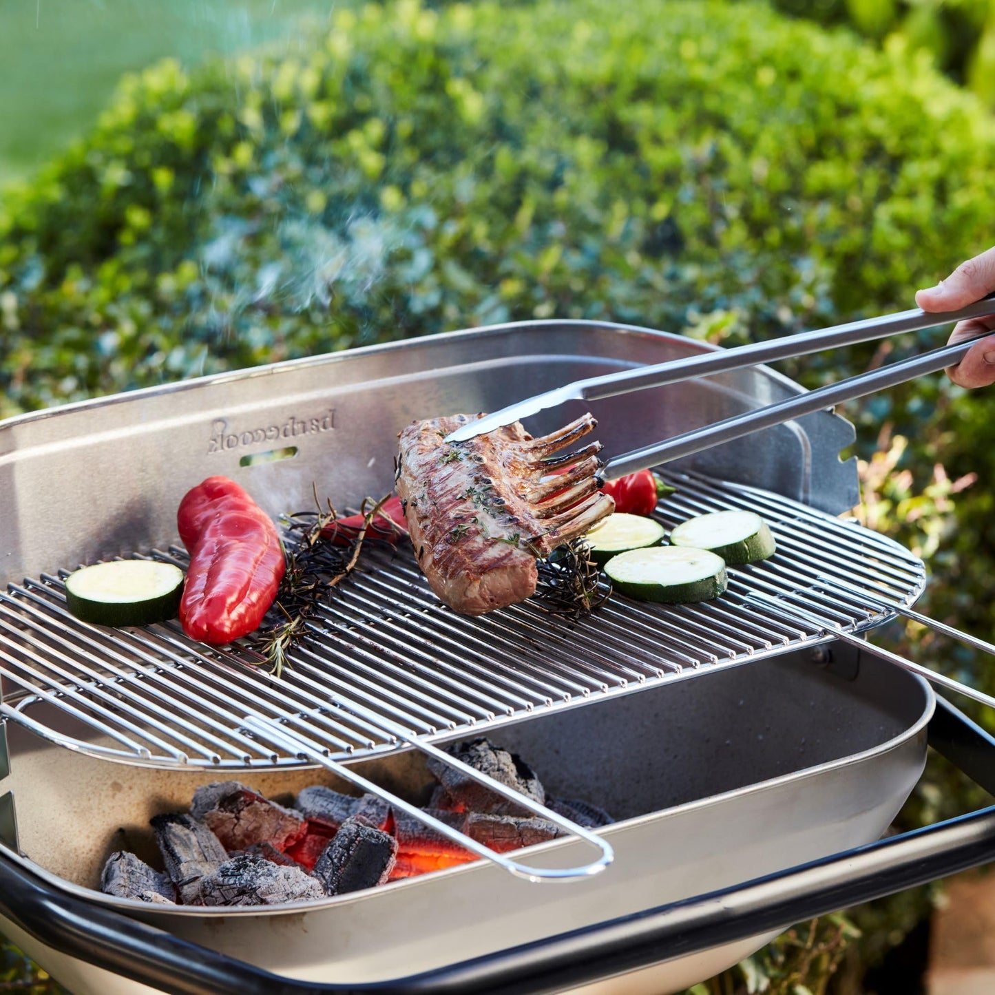 Barbecook Loewy 55 SST Barbacoa de Carbon, parilla Barbacoa con Altura Regulable de 3 Niveles, con cenicero y Parabrisas, en Acero Inoxidable, 56x34x100cm
