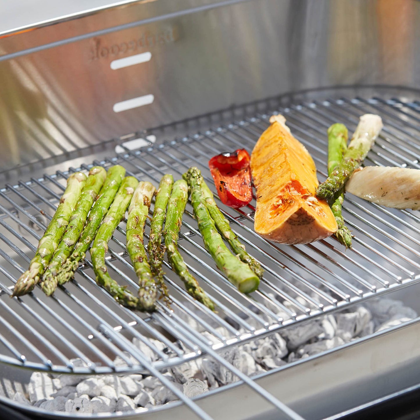 Barbecook Loewy 55 SST Barbacoa de Carbon, parilla Barbacoa con Altura Regulable de 3 Niveles, con cenicero y Parabrisas, en Acero Inoxidable, 56x34x100cm