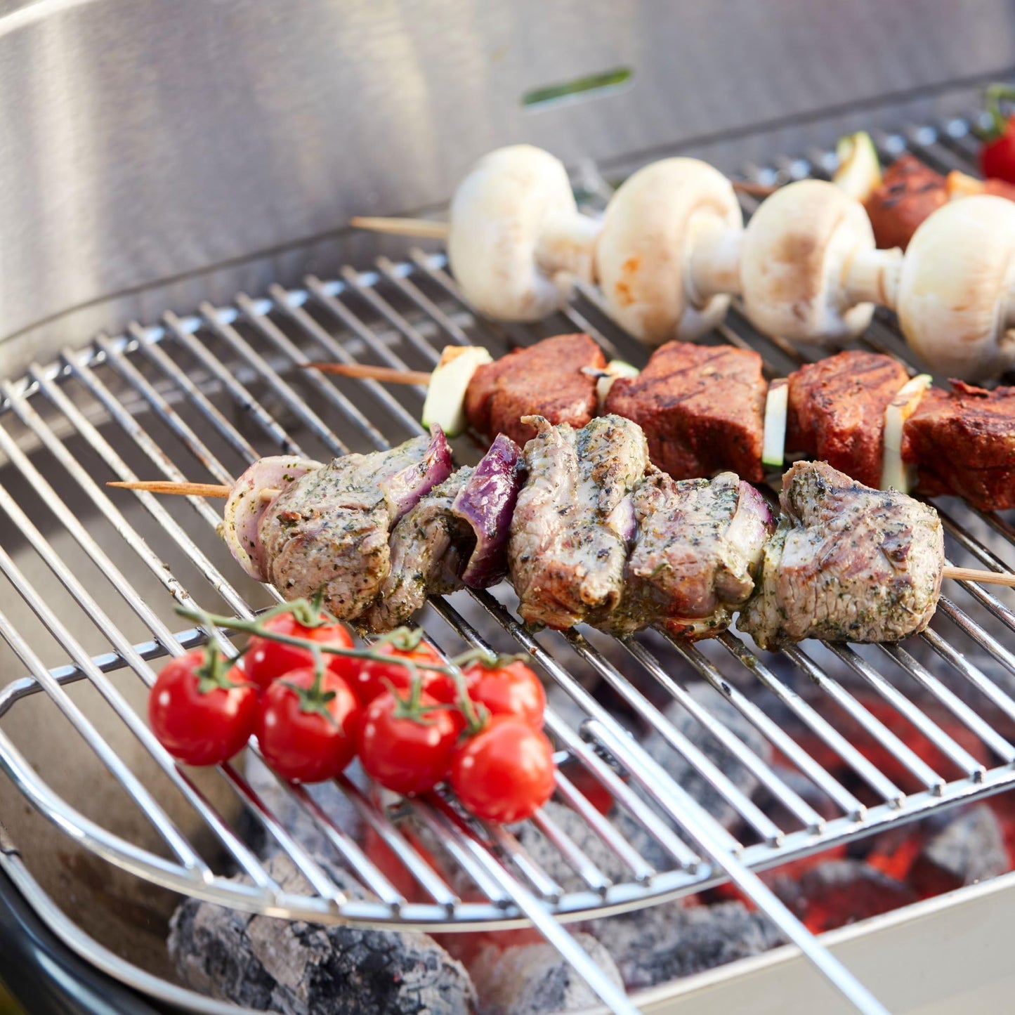 Barbecook Loewy 55 SST Barbacoa de Carbon, parilla Barbacoa con Altura Regulable de 3 Niveles, con cenicero y Parabrisas, en Acero Inoxidable, 56x34x100cm