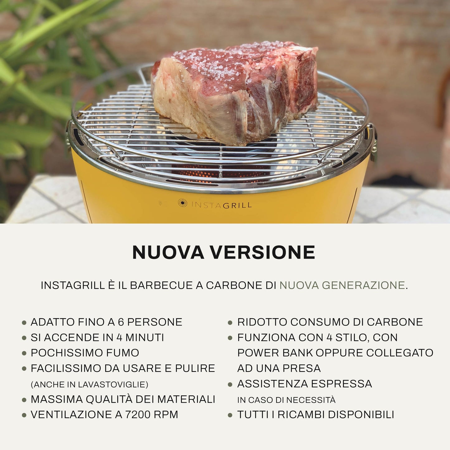 Barbacoa de mesa sin humo de carbón con batería recargable incluida. Diámetro 34 cm. Se enciende en 5 minutos (azul océano)