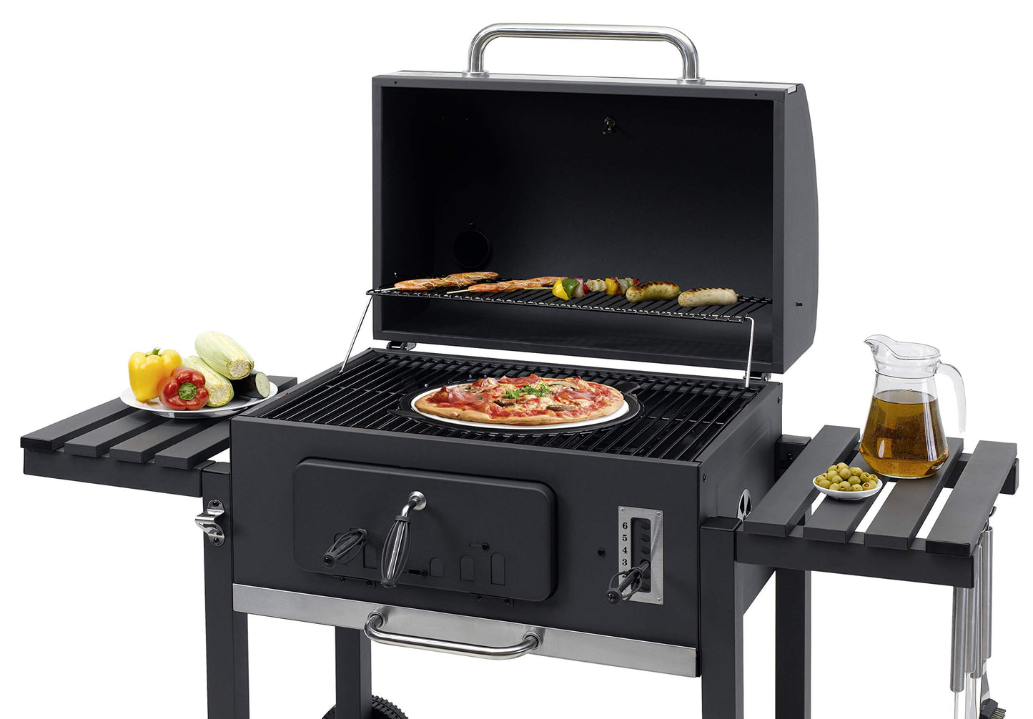 Tepro Grillwagen Toronto XXL-Barbacoa de carbón Vegetal, Antracita y Acero Inoxidable, 90 cm