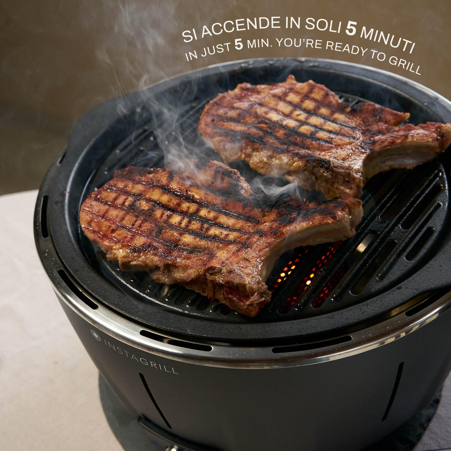 Barbacoa de mesa sin humo de carbón con batería recargable incluida. Diámetro 34 cm. Se enciende en 5 minutos (azul océano)