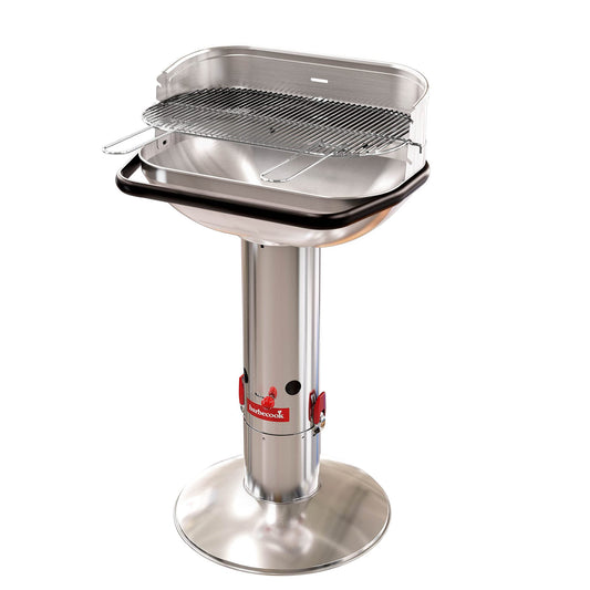 Barbecook Loewy 55 SST Barbacoa de Carbon, parilla Barbacoa con Altura Regulable de 3 Niveles, con cenicero y Parabrisas, en Acero Inoxidable, 56x34x100cm