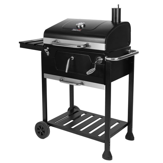 Royal Gourmet Barbacoa de carbón vegetal, barbacoa ahumadora, barbacoa de camping, carbón vegetal, exterior, parrilla de jardín, superficie de la parrilla, 59 x 42 cm, color negro