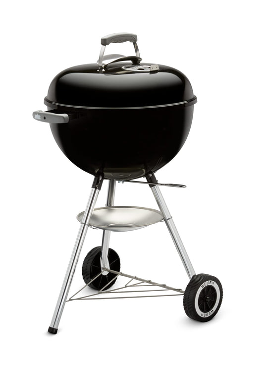 Weber Compact Kettle Barbacoa de carbón, superficie de la parrilla de Ø 47 cm, barbacoa con tapa y cuba esmaltadas en porcelana, soporte de tres patas y ruedas, rejilla cromada - Negro (1221004)