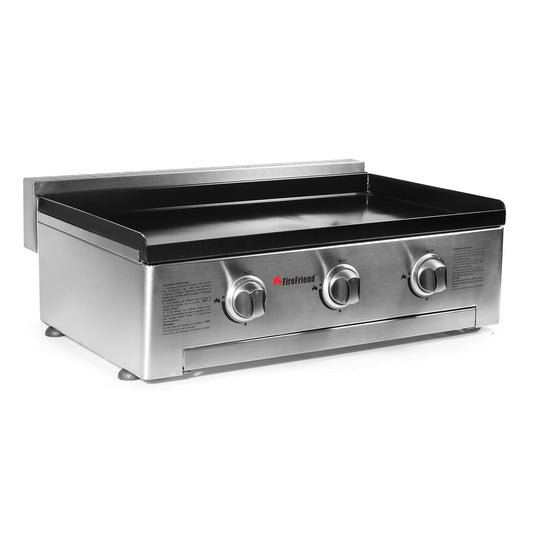 FireFriend BQ-6395 Parrilla de Gas, Tres quemadores, Acero Inoxidable, Negro, 56.5 x 28 x 78 cm